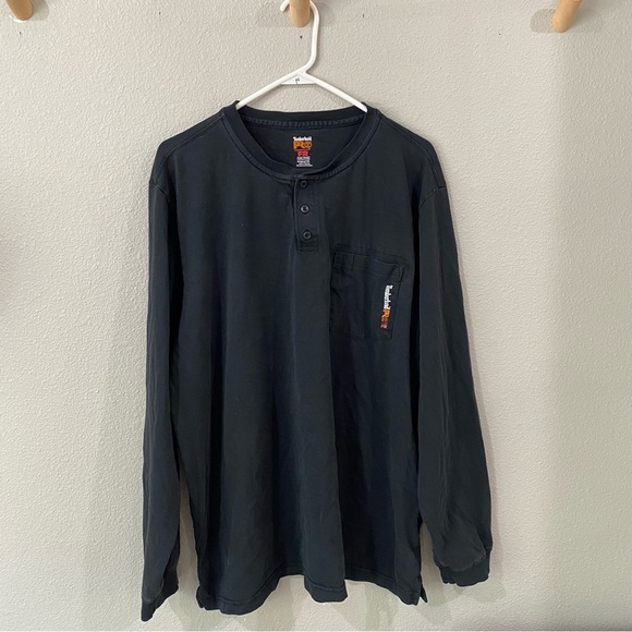 Men's Timberland PRO Cotton Core Flame-Resistant Long-Sleeve Henley Black XXL - Picture 1 of 12